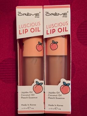 Luscious Lip Oil In Peach Cobbler (Set of 2) By The Creme Shop New In Box